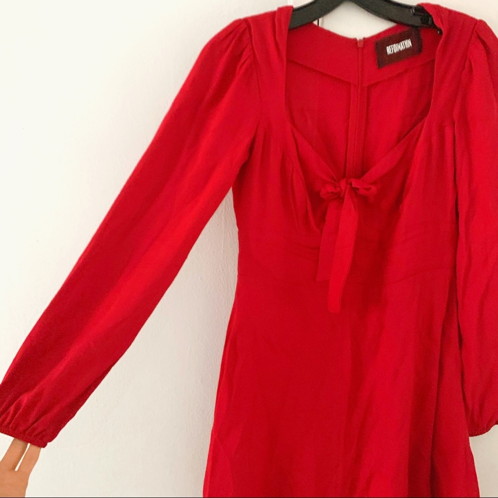 REFORMATION red cote long sleeve short dress 4P - Picture 4 of 7